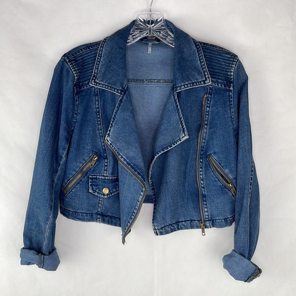 Free People Moto Style Jean Jacket